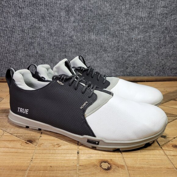 True Linkswear Original 1.2 Mens 15 Golf Shoes White Black Gray Athletic Leather - Picture 1 of 13